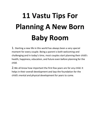 11 Vastu Tips For Planning A New Born Baby Room
