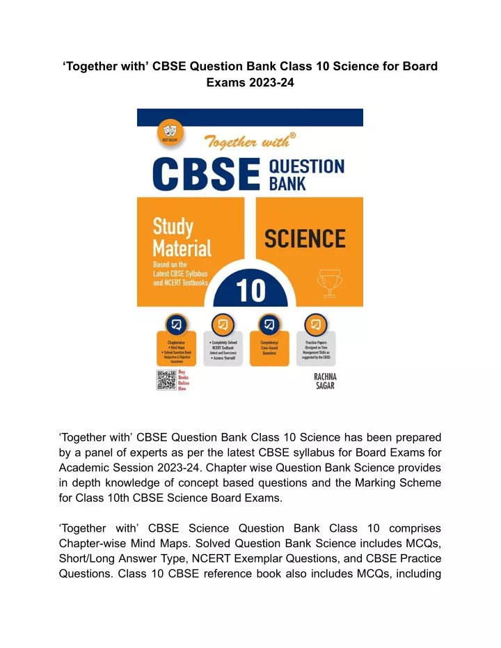 together with cbse question bank class 10 science