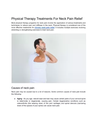 Physical Therapy Treatments For Neck Pain Relief.