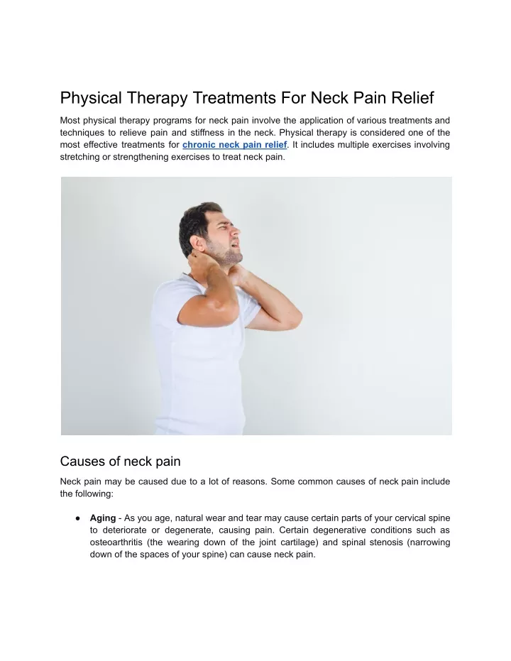 physical therapy treatments for neck pain relief