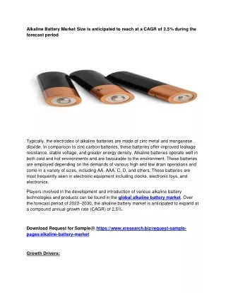 alkaline battery market size is anticipated