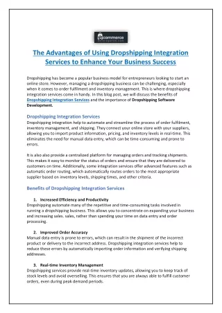 the advantages of using dropshipping integration