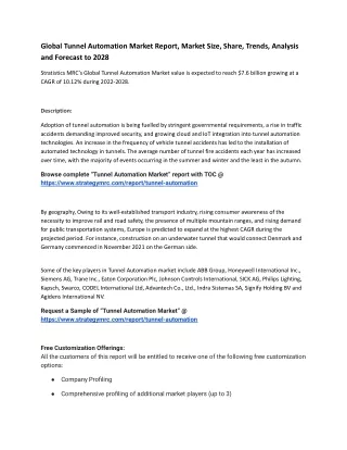 global tunnel automation market report market