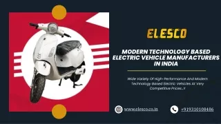 Modern Technology Based Electric Vehicle Manufacturers in India
