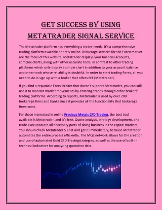 get success by using metatrader signal service
