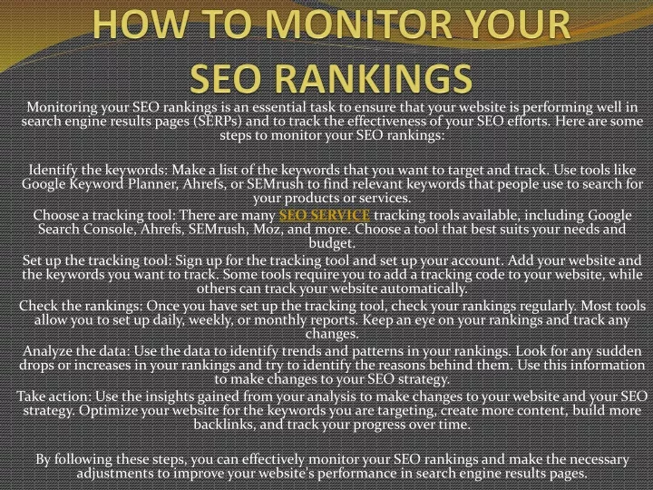 how to monitor your seo rankings