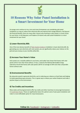 PDF 10 Reasons Why Solar Panel Installation is a Smart Investment for Your Home