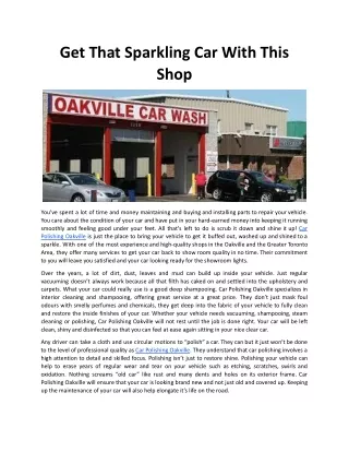 Get That Sparkling Car With This Shop