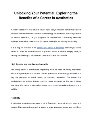 Unlocking Your Potential_ Exploring the Benefits of a Career in Aesthetics