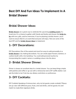 best diy and fun ideas to implement in a bridal