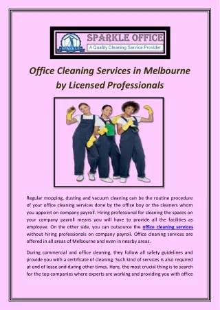 office cleaning services in melbourne by licensed