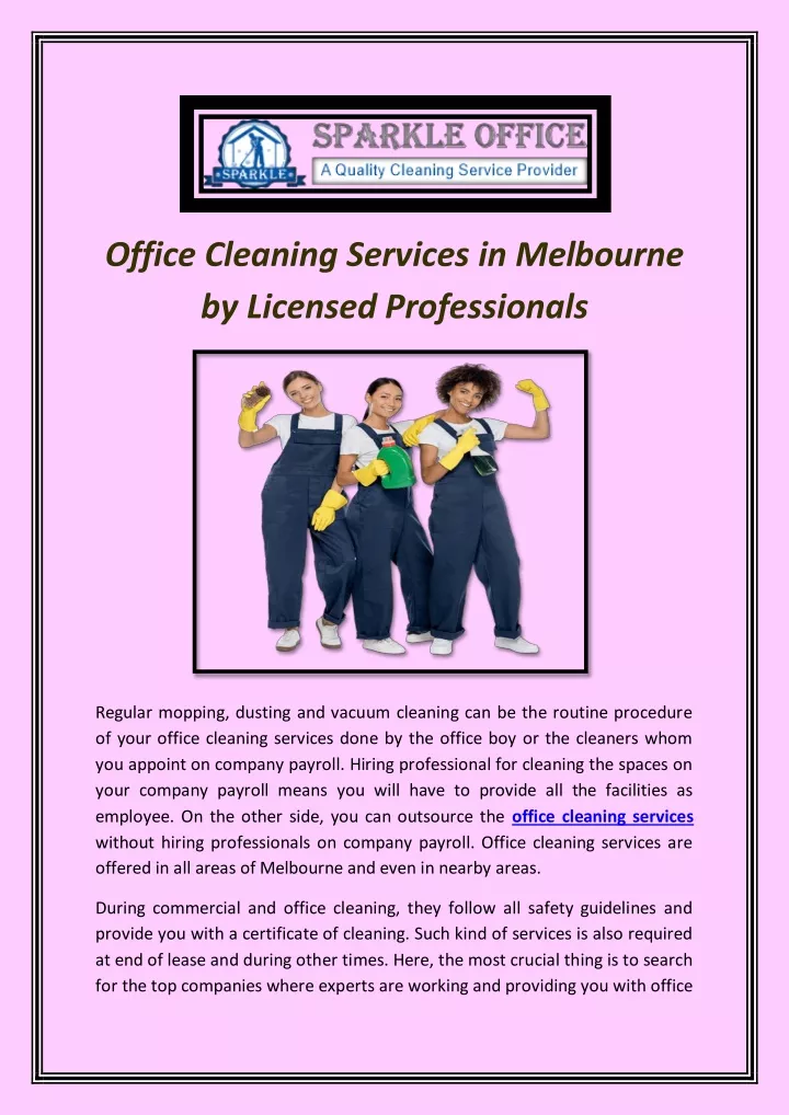 office cleaning services in melbourne by licensed