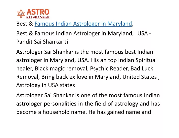 best famous indian astrologer in maryland best