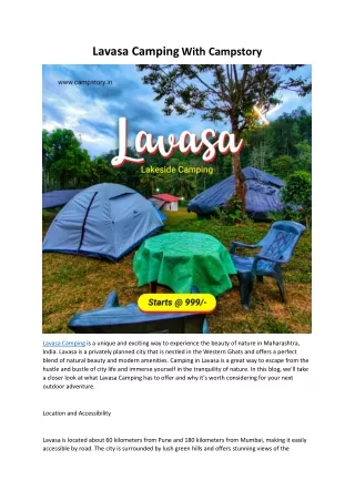 Lavasa Camping- Campstory