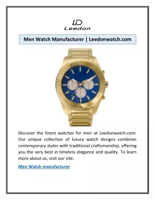 Men Watch Manufacturer | Leedonwatch.com