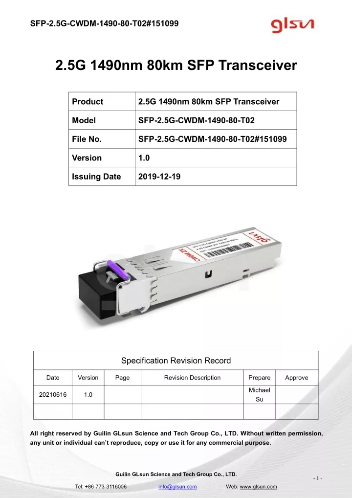 sfp 2 5g cwdm 1490 80 t02 151099