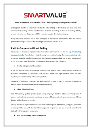 how to become a successful direct selling company