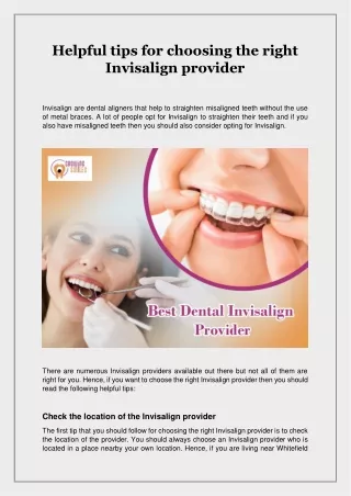 Helpful tips for choosing the right Invisalign provider - Growing Smiles