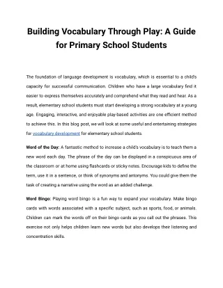 Building Vocabulary Through Play_ A Guide for Primary School Students