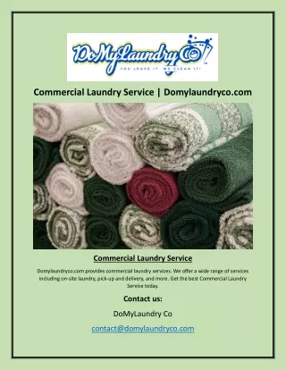 Commercial Laundry Service | Domylaundryco.com