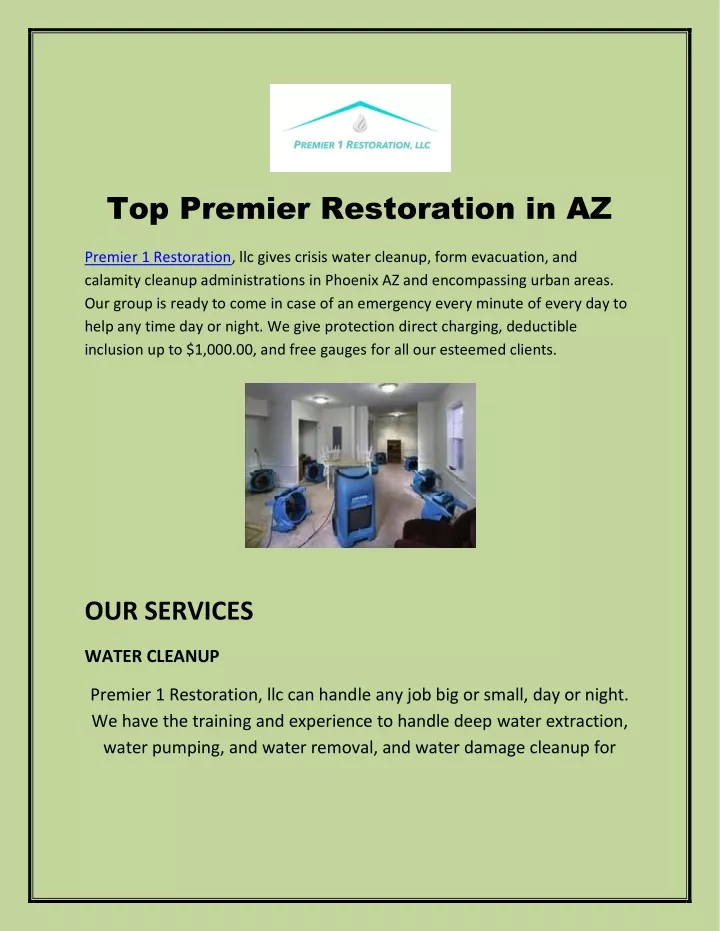 top premier restoration in az