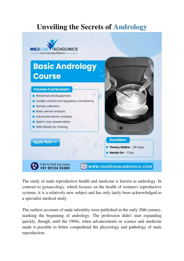 unveiling the secrets of andrology