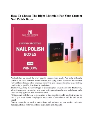 How To Choose The Right Materials For Your Custom Nail Polish Boxes