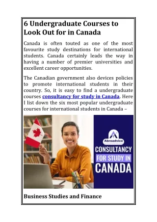 6 Undergraduate Courses to Look Out for in Canada