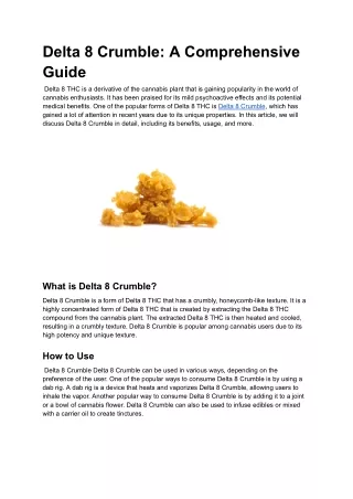 Delta 8 Crumble_ A Comprehensive Guide