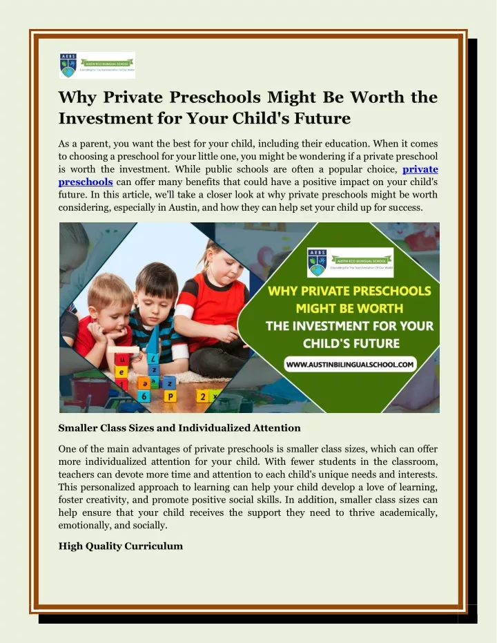 why private preschools might be worth