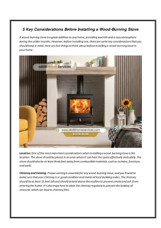 5 Key Considerations Before Installing a Wood-Burning Stove