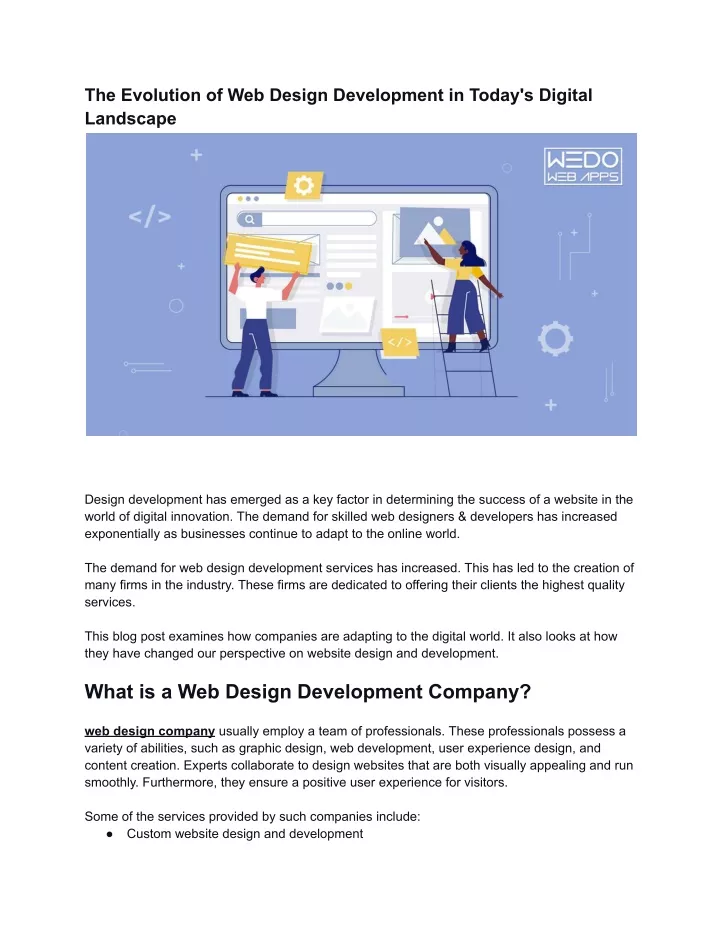 the evolution of web design development in today