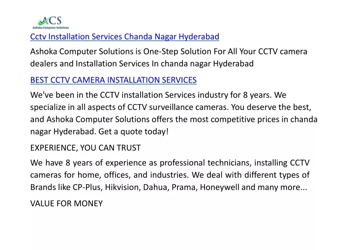 cctv installation services chanda nagar hyderabad