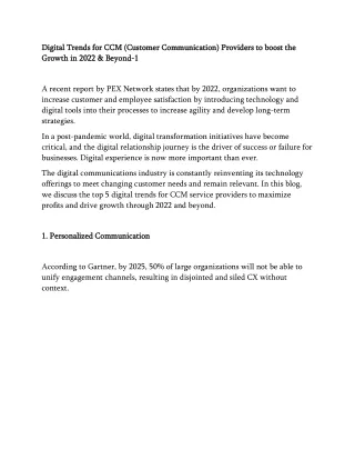 digital trends for ccm customer communication