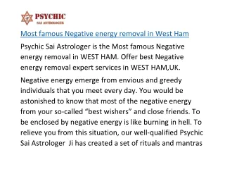 Most famous Negative energy removal in West Ham