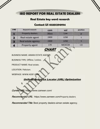 SEO REPORT FOR REAL ESTATE DEALERS