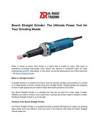 Bosch Straight Grinder - The Ultimate Power Tool for Your Grinding Needs