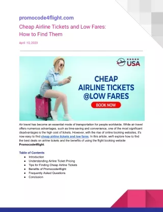 How to Find Low Cost Airlines Tickets and Cheap Flights.pdf