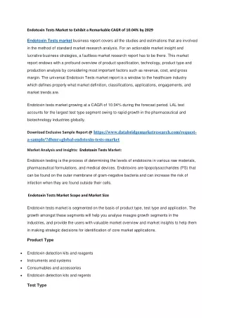 endotoxin tests market to exhibit a remarkable