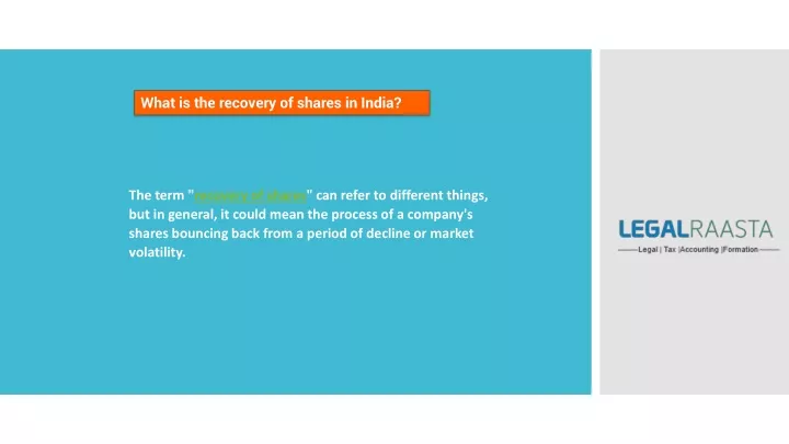 what is the recovery of shares in india