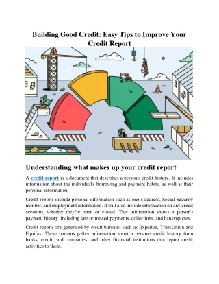 Building Good Credit Easy Tips to Improve Your Credit Report