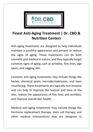Find The Finest Anti-Aging Treatment In University Park