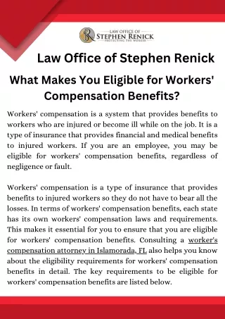 What Makes You Eligible for Workers' Compensation Benefits