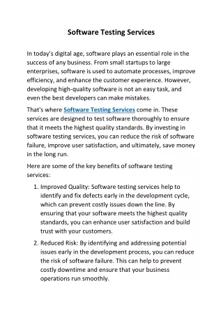 software testing services