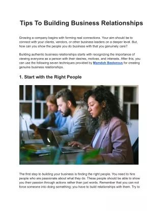 Keys to Building Business Relationships