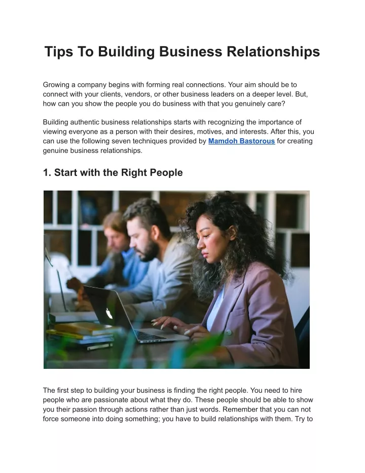 tips to building business relationships