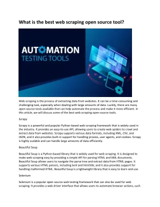 What is the best web scraping open source tool?