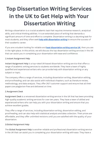 Top Dissertation Writing Services in the UK to Get Help with Your Dissertation Writing
