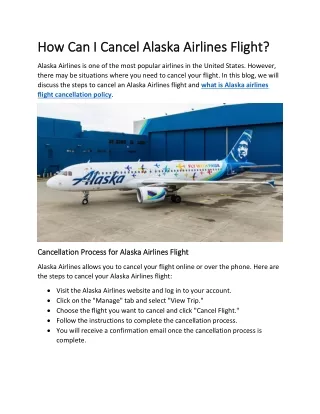 How Can I Cancel Alaska Airlines Flight