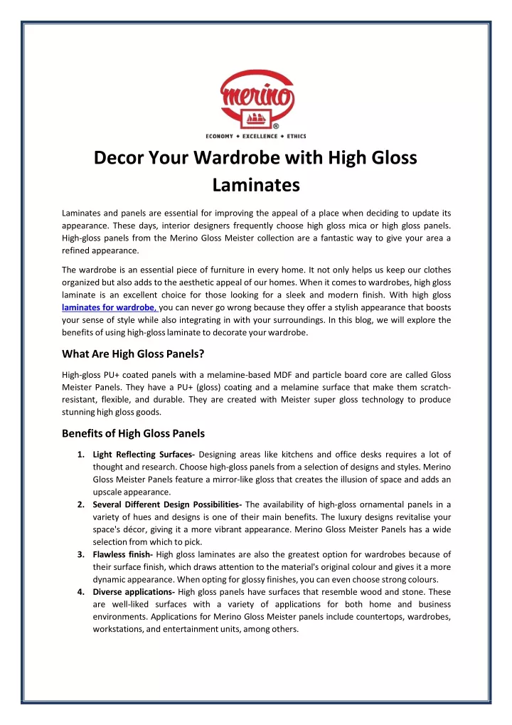 decor your wardrobe with high gloss laminates